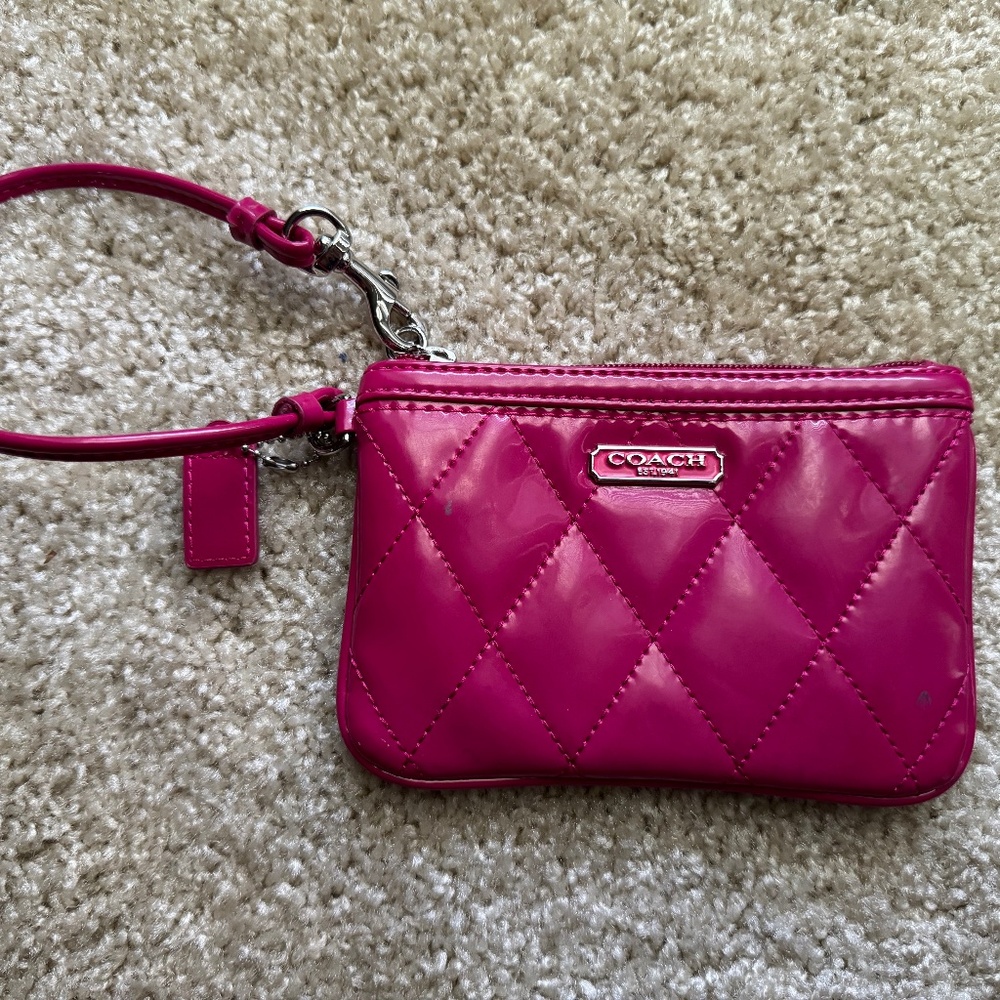 Coach Hot Pink Zippered Wallet / Coin Purse / Wristlet